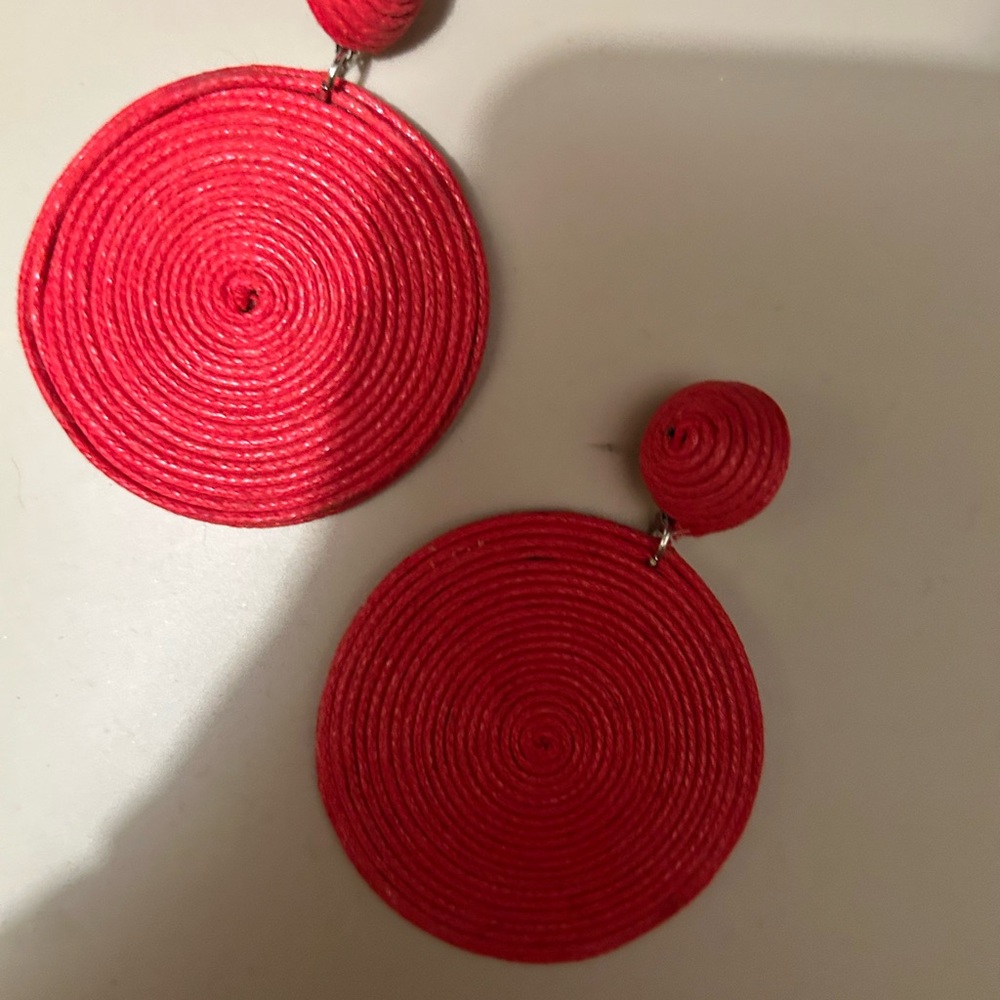 Chico's Red Spiral Statement Earrings